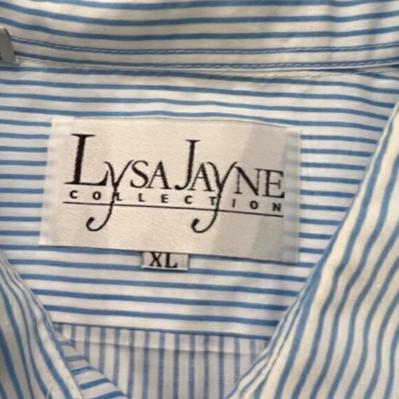 🛍️2 for $25 Sale🛍️ Embroidered Shoe Fashion Striped Long‎ Sleeve Button Up XL - Picture 10 of 11